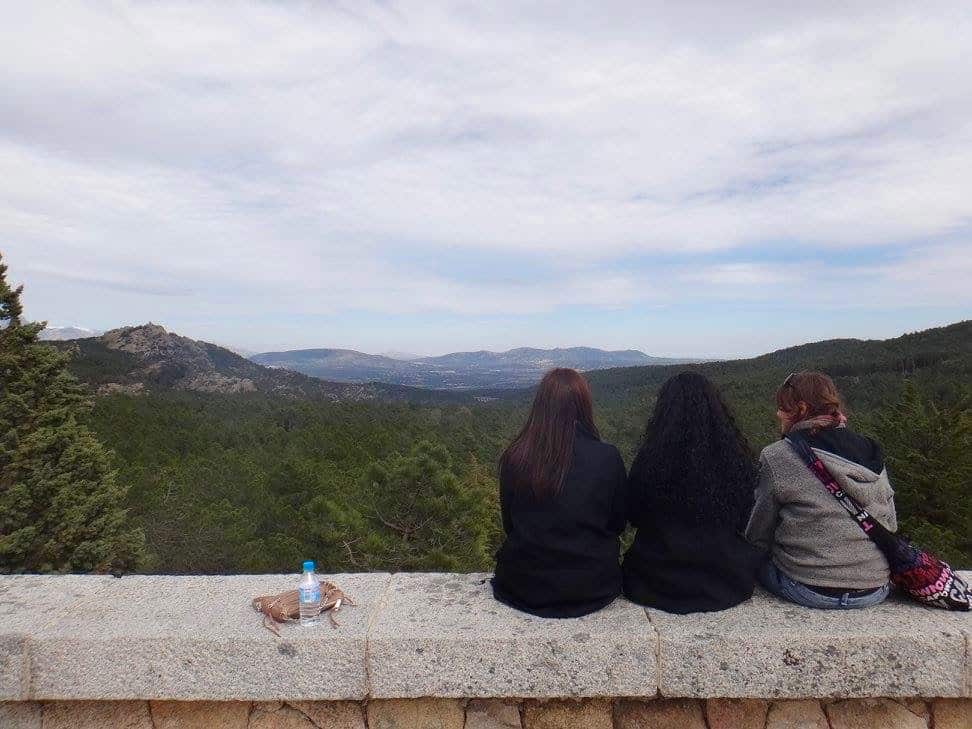My friends and I taking in the view from Valle de los Caídos (Valley of the Fallen) monument, a quick day trip from Madrid. 