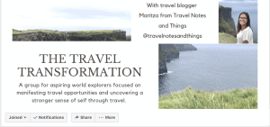 Travel and self development Facebook group