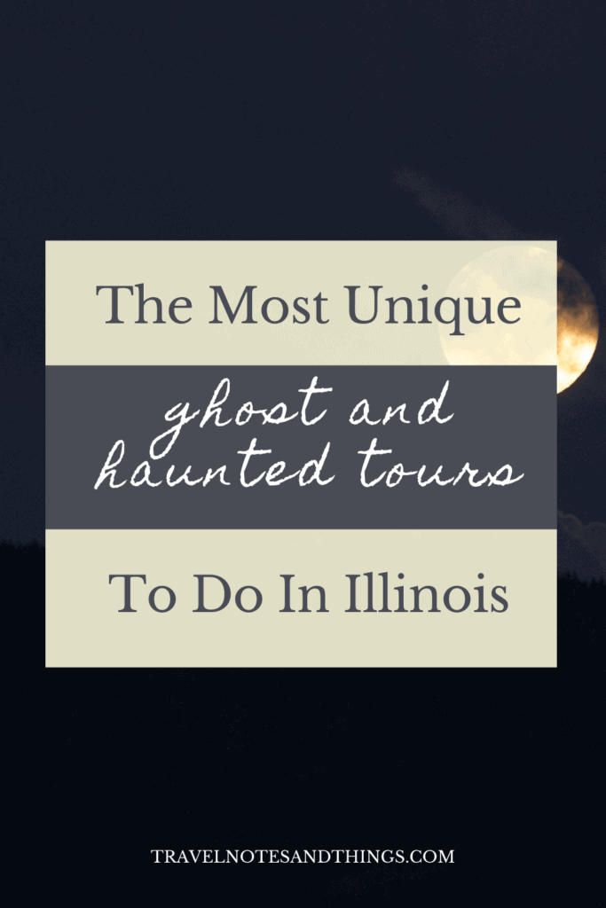 haunted tours in Illinois pin image with moon