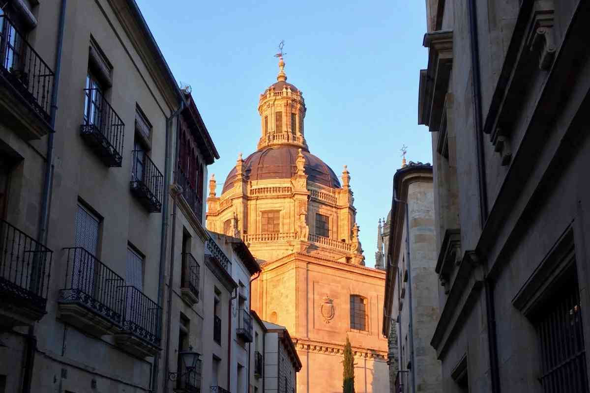 salamanca, spain historic church at sunset