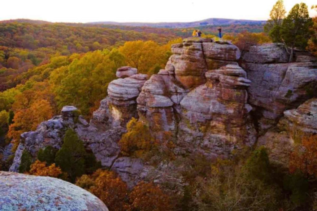 two people catching the sunset at Giant City State Park, Illinois