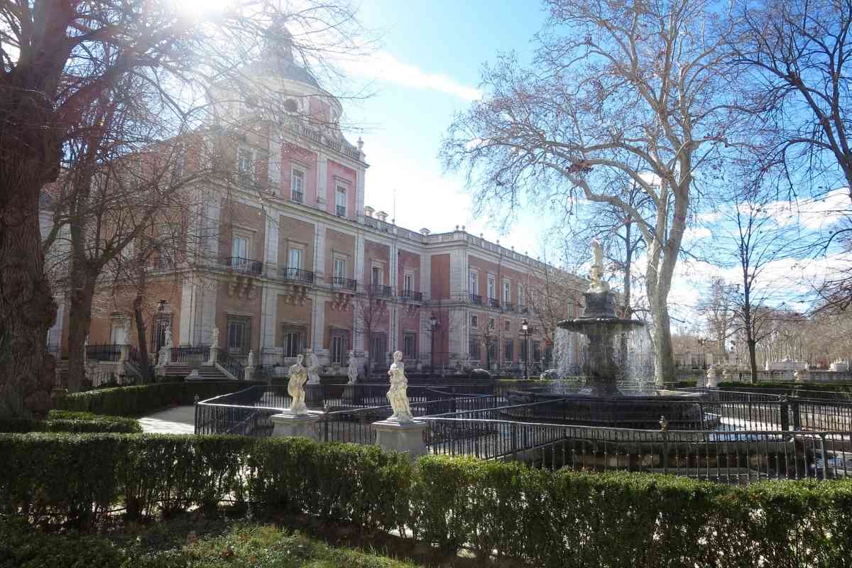 Aranjuez, Madrid, Spain pink buildings in the spring