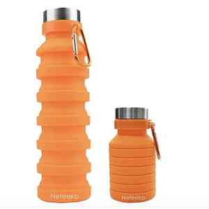 orange collapsible travel water bottle