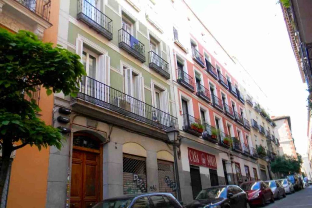 colorful buildings in Madrid, Spain neighborhood 
