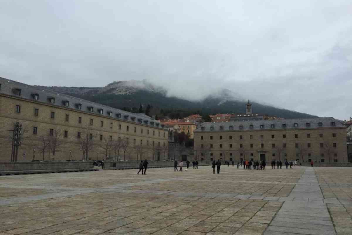 san lorenzo el escorial mountains with fogs