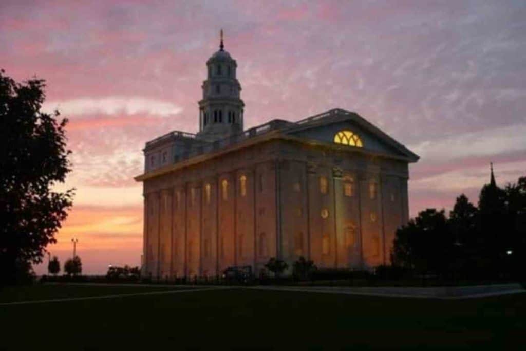 Nauvoo, Illinois Church of Ladder Day Saints at sunset