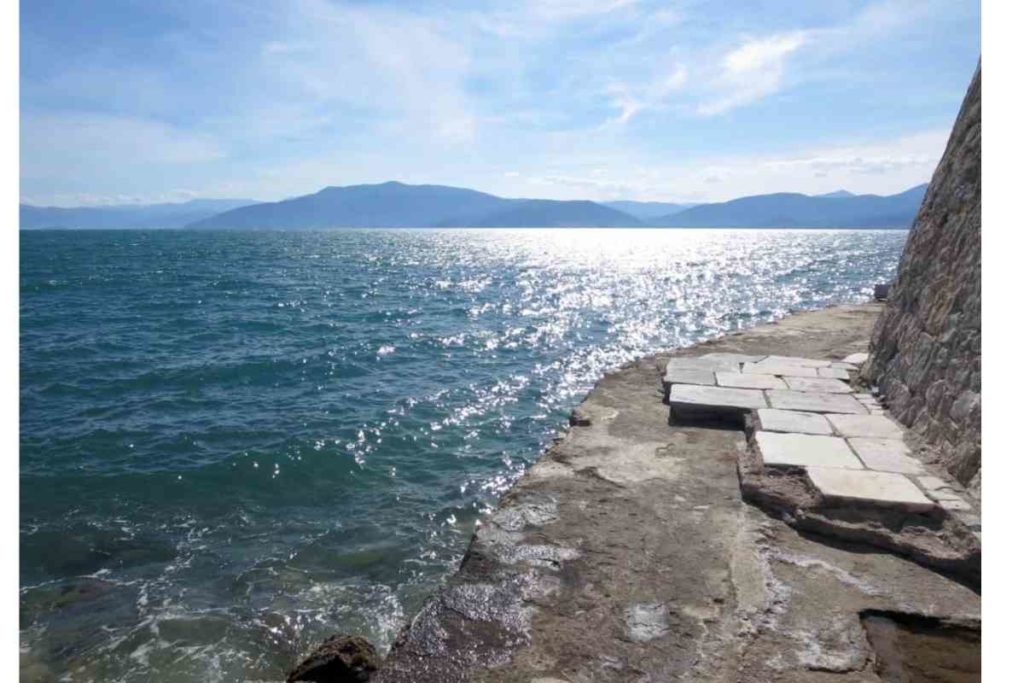 mediterranean sea and sun in nafplio, greece