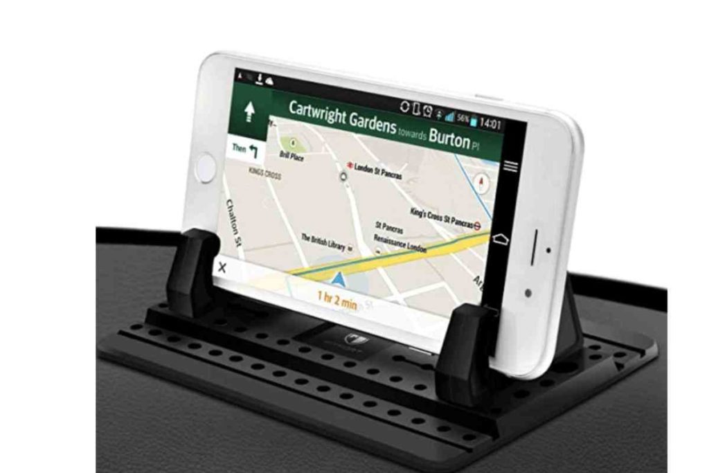 car accessory anti-slip car phone mount with a white iphone  Car Accessories For Your Next Road Trip