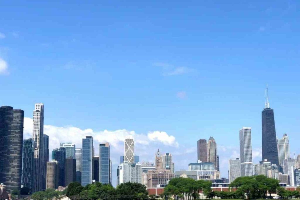 Chicago, Illinois skyline on a sunny day
