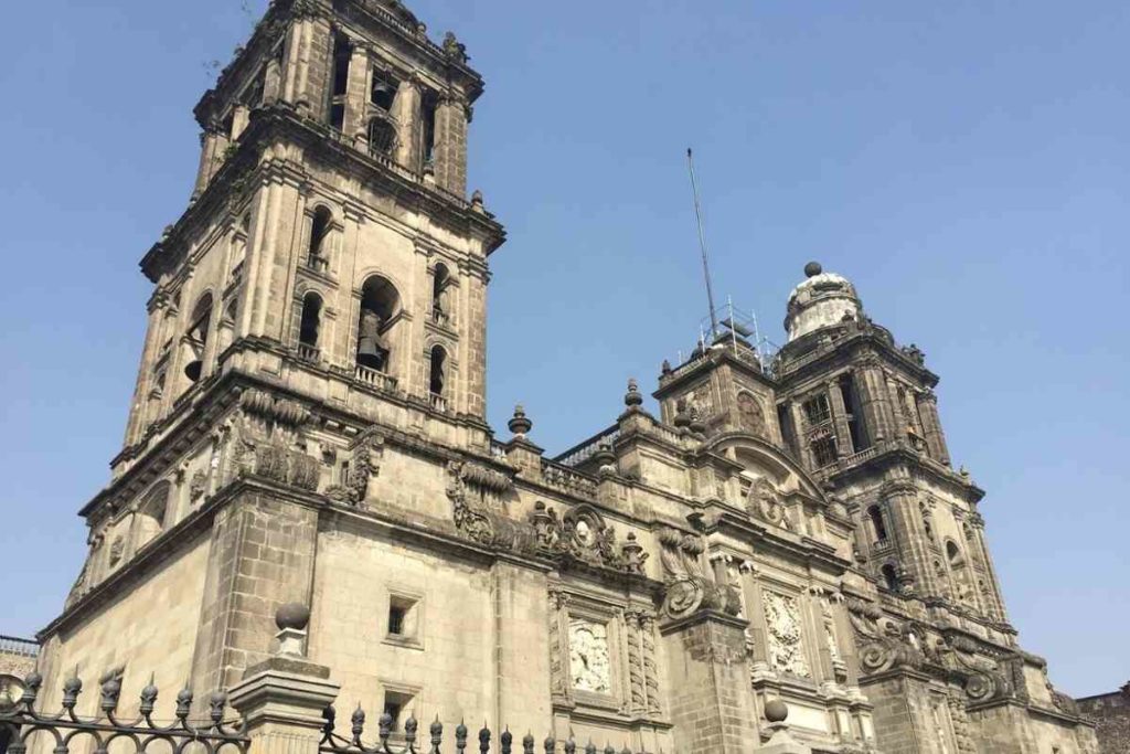 The Metropolitan Cathedral of Mexico City in the Zocalo on a sunny day