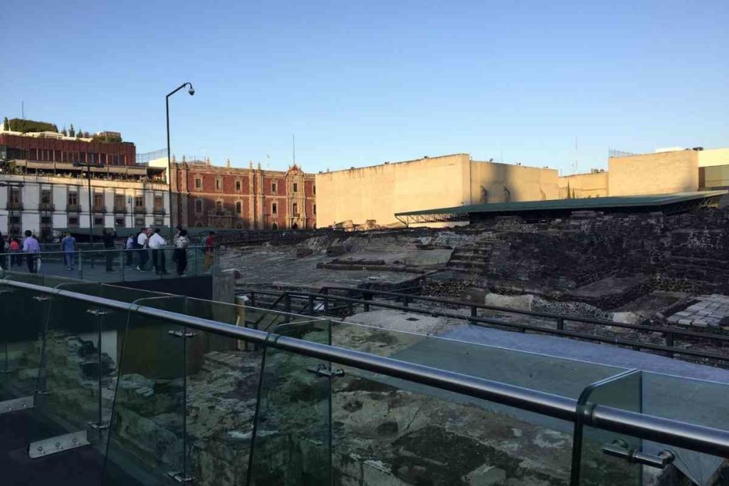 The ruins of the pyramids of the Aztec Empire in the Historic Center of Mexico City