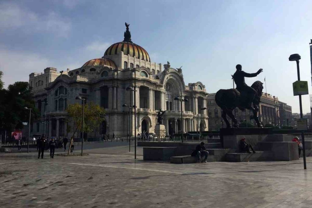 the palacio of bellas artes in Mexico City on a sunday morning 