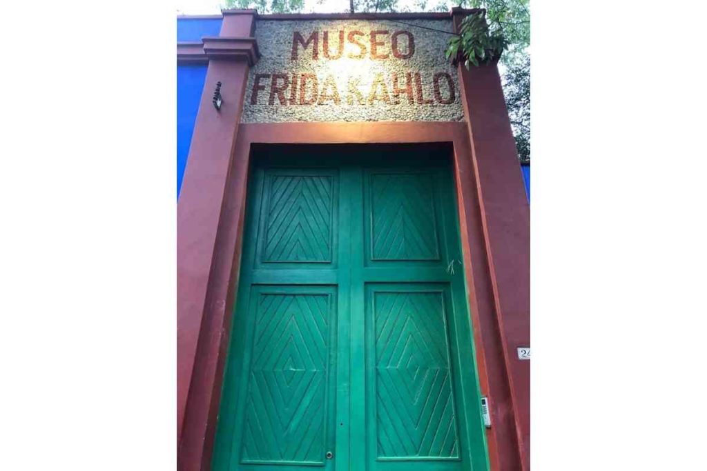 Green door of the blue house casa azul of Frida Kahlo museum