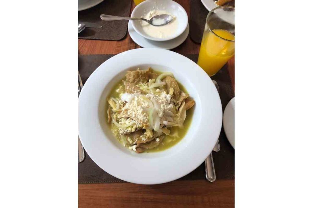 Green Chilaquiles for breakfast at El Cardenal in the Historic Center of Mexico City
