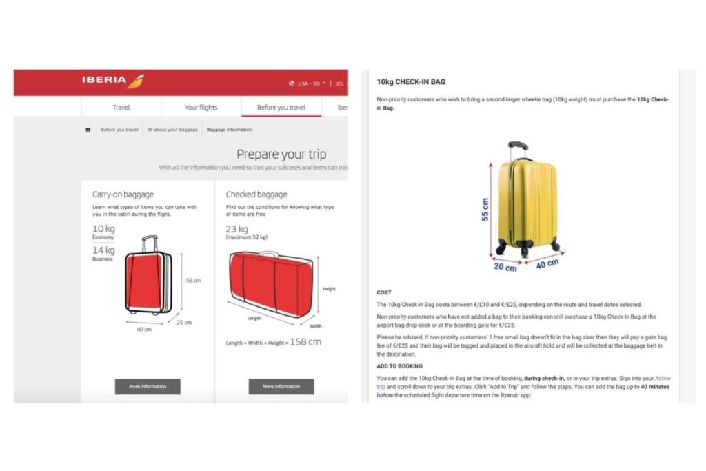 iberia airlines baggage policies