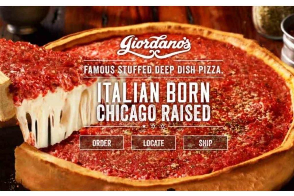 close up of giordano's deep dish pizza 