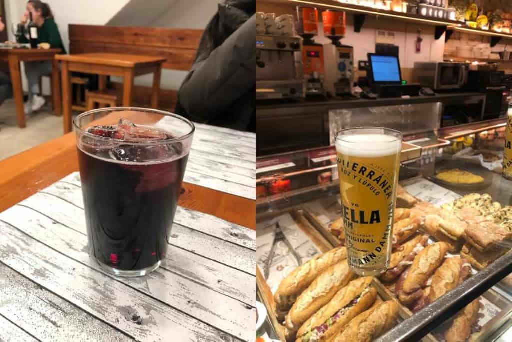 Kalimotxo Basque drink and a clara con limon drink in Bilbao 