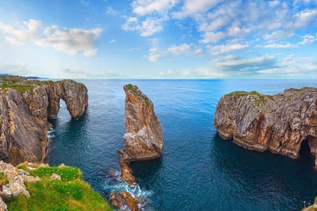 The bay of Biscay, and the rocky cliffs and rock formations in the Basque Country.